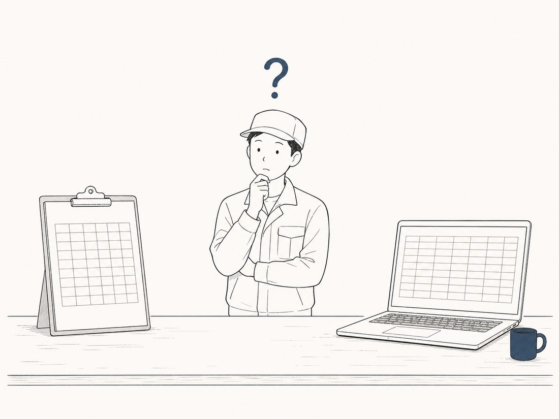 紙の条件表とExcel画面が別々に